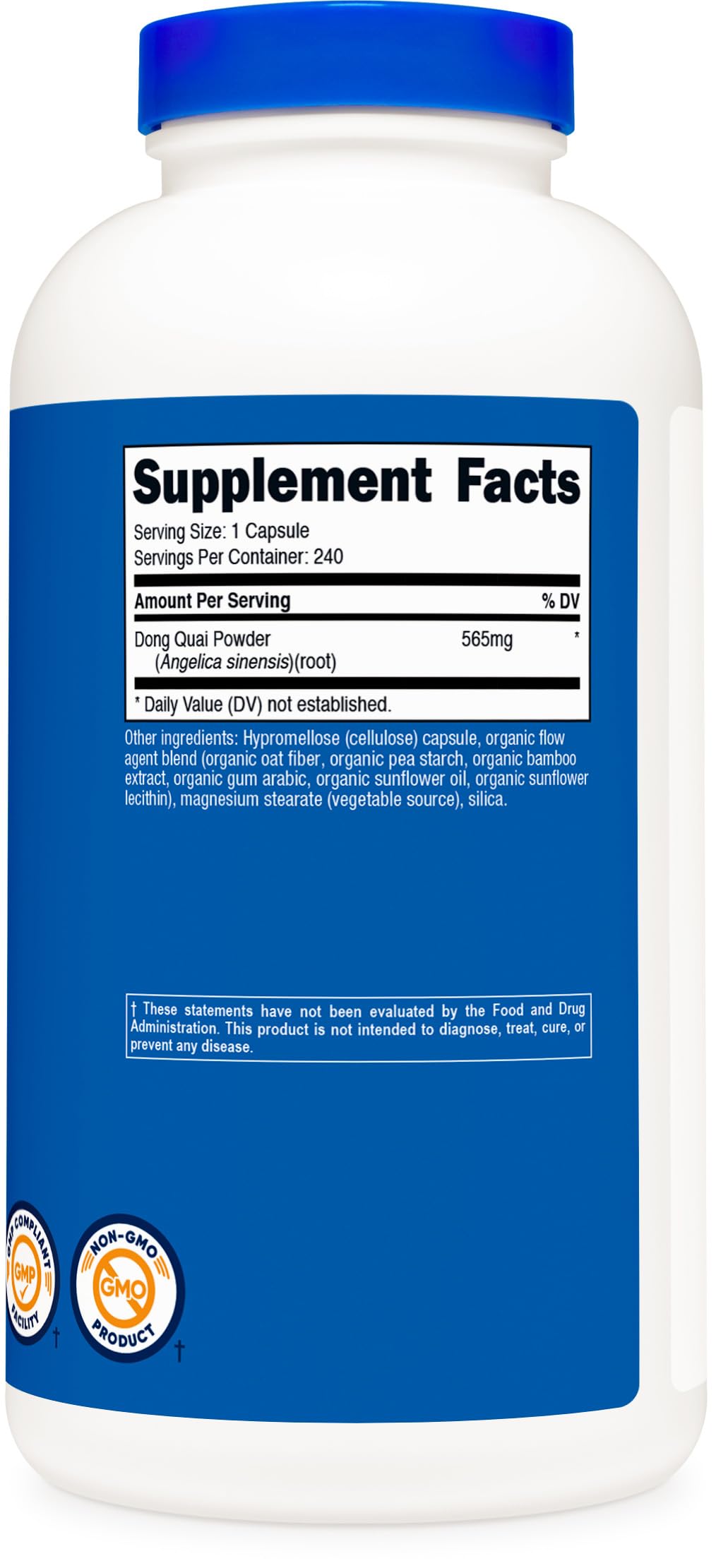 Nutricost Dong Quai 565mg sur un fond neutre