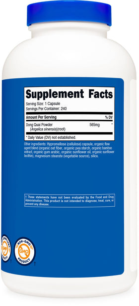 Nutricost Dong Quai 565mg sur un fond neutre