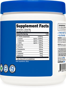 Nutricost EAA Poudre Non Aromatisée 330g - contenu avec mesure