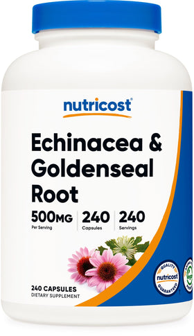 Nutricost Échinacée et Racine de Goldenseal 500mg 240 capsules bouteille vue de face
