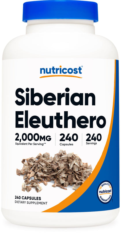 Nutricost Éléuthero 500mg 240 capsules vue de face