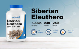 Nutricost Éléuthero 500mg capsules ouvertes