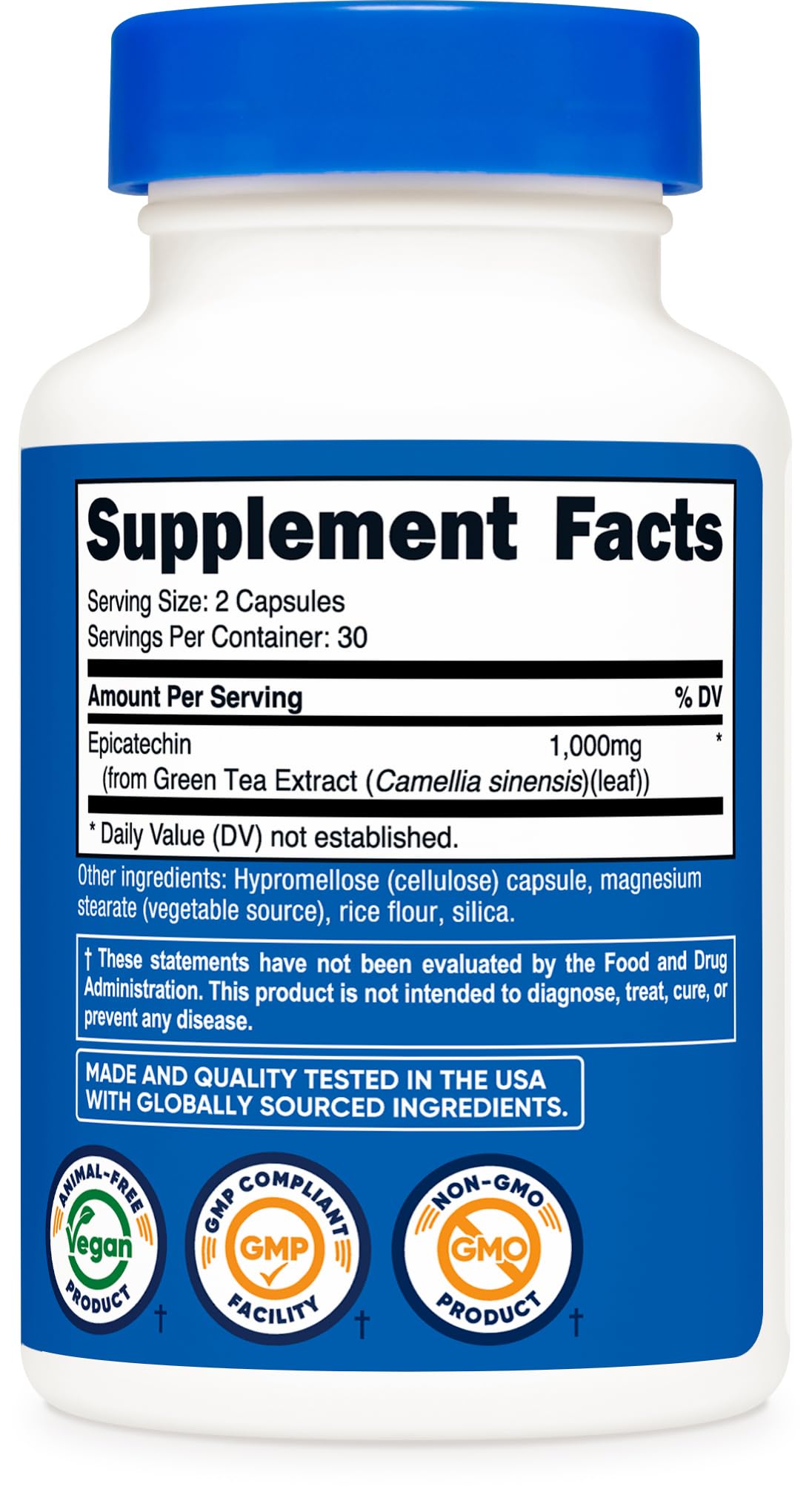 Nutricost Epicatechin 60 capsules ouvertes sur une table