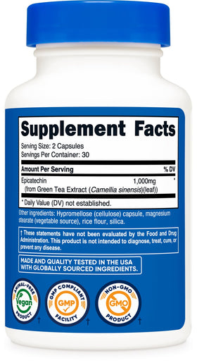 Nutricost Epicatechin 60 capsules ouvertes sur une table