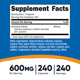 Nutricost Extrait d'Artichaut 600mg gélules végétariennes
