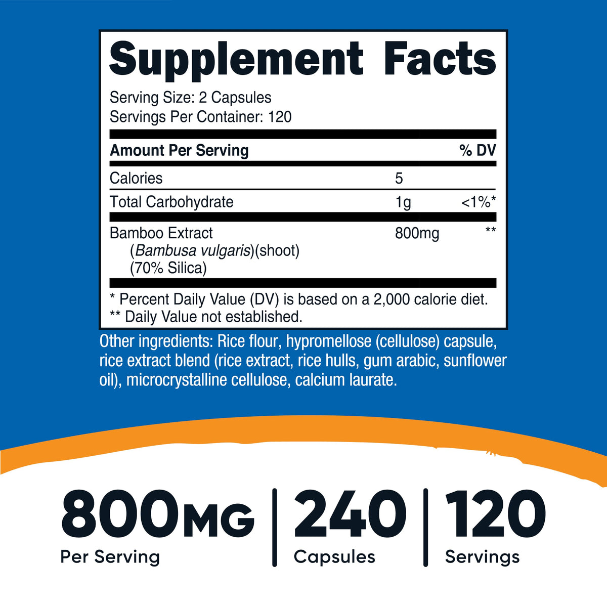 Nutricost Extrait de Bambou 400mg, capsules à l'intérieur du flacon