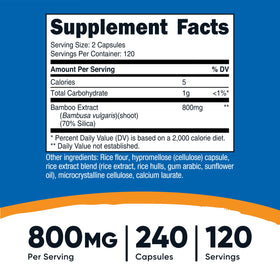 Nutricost Extrait de Bambou 400mg, capsules à l'intérieur du flacon