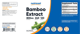Nutricost Extrait de Bambou 400mg, flacon ouvert avec capsules