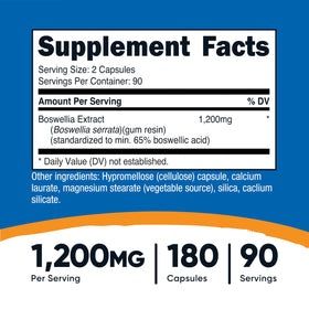 Nutricost Extrait de Boswellia capsules à l'intérieur du flacon