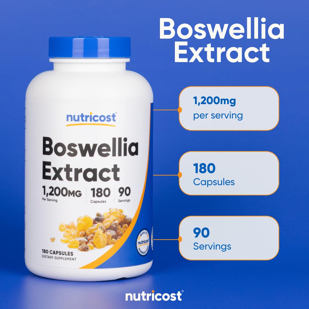 Nutricost Extrait de Boswellia flacon ouvert avec capsules
