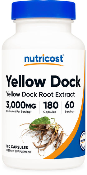 Nutricost Extrait de Dock Jaune 180 Capsules vue de face