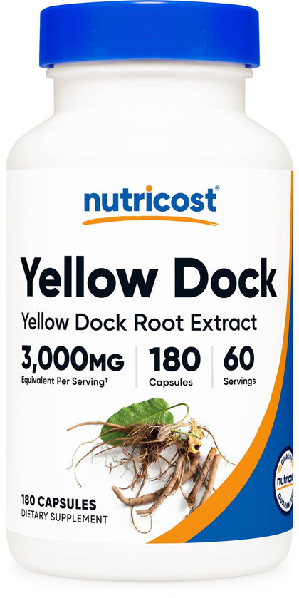 Nutricost Extrait de Dock Jaune 180 Capsules vue de face