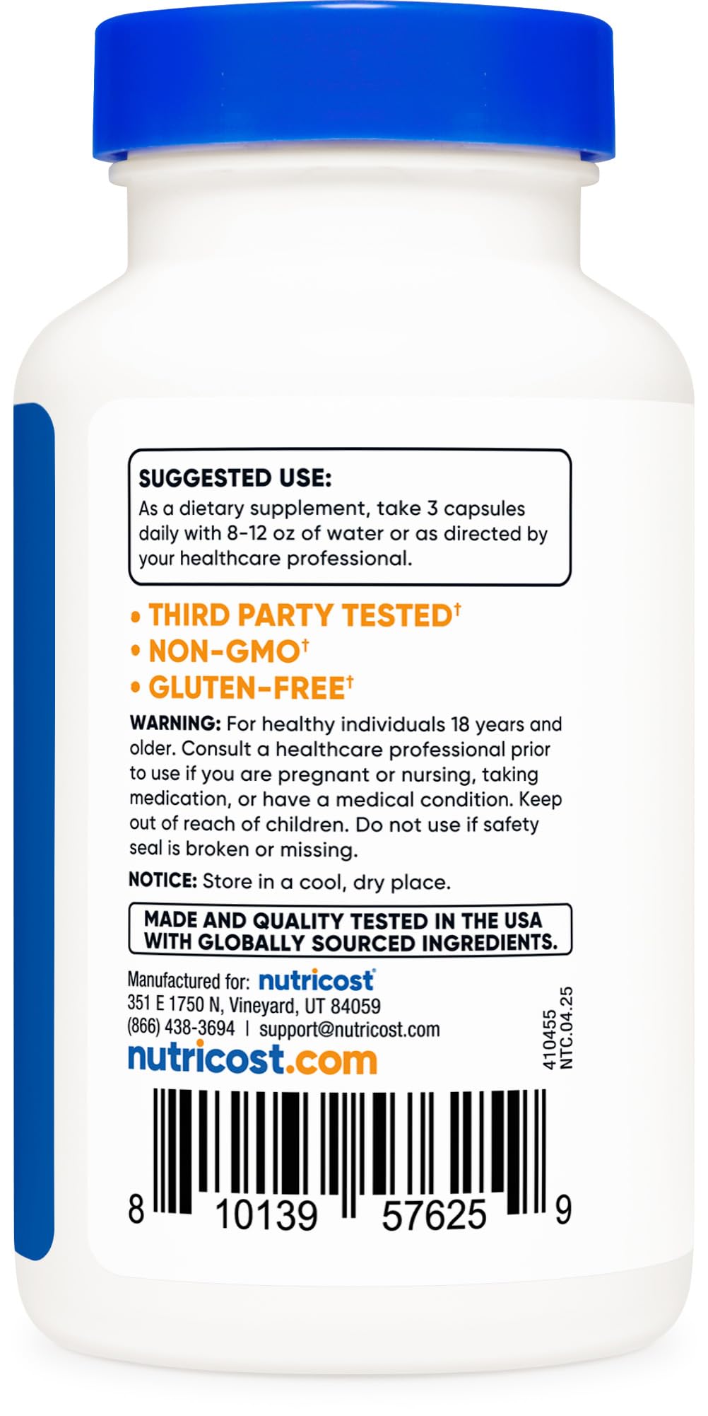 Nutricost Extrait de Dock Jaune capsules sur une table