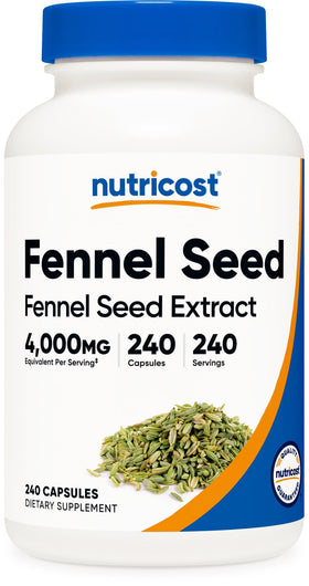 Nutricost Extrait de Graines de Fenouil 240 Capsules vue de face