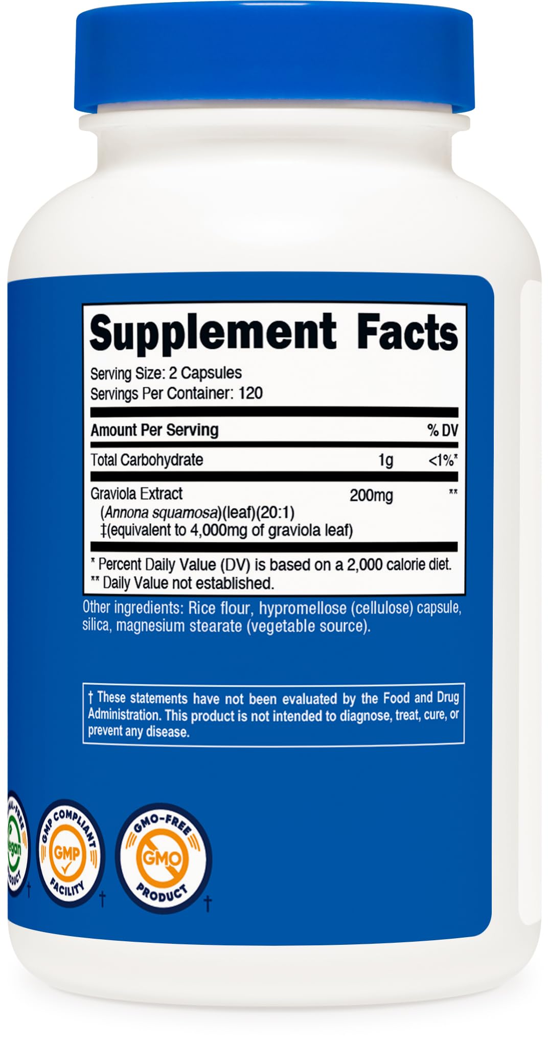 Nutricost Extrait de Graviola bouteilles sur fond neutre