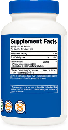 Nutricost Extrait de Graviola bouteilles sur fond neutre