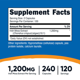 Nutricost Extrait de Mousse Irlandaise étiquette et détails de dosage