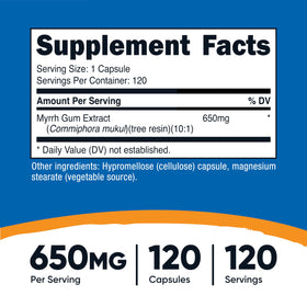 Nutricost Extrait de Myrrhe 120 Capsules avec étiquette