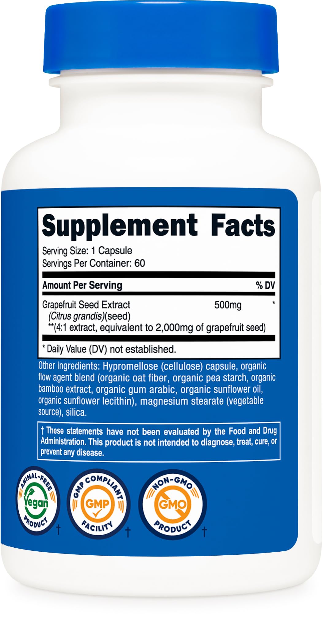 Nutricost Extrait de Pépins de Pamplemousse 500mg avec des capsules à côté