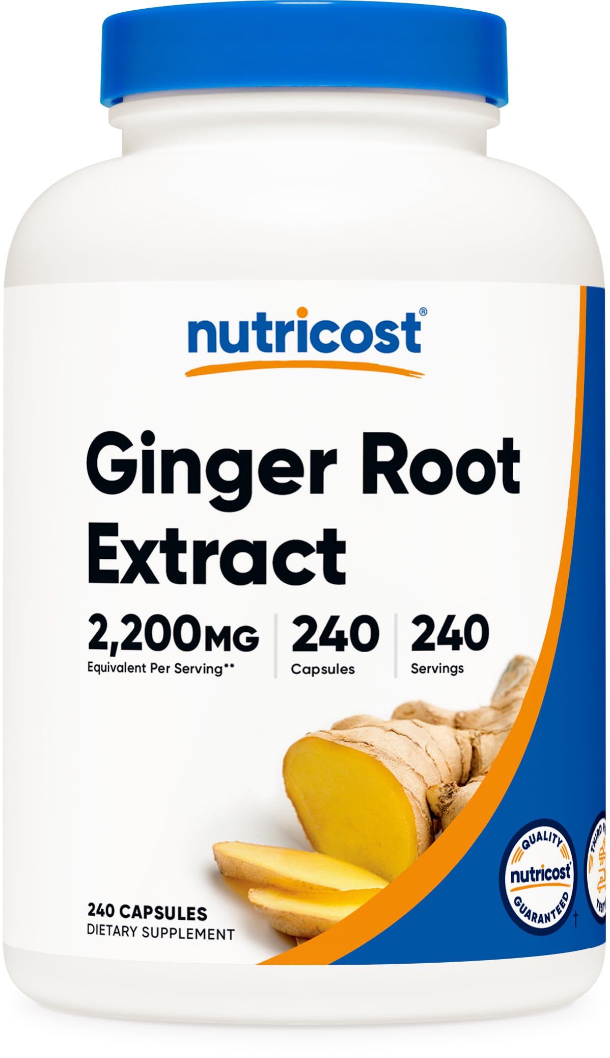 Nutricost Extrait de Racine de Gingembre 240 Capsules vue de face