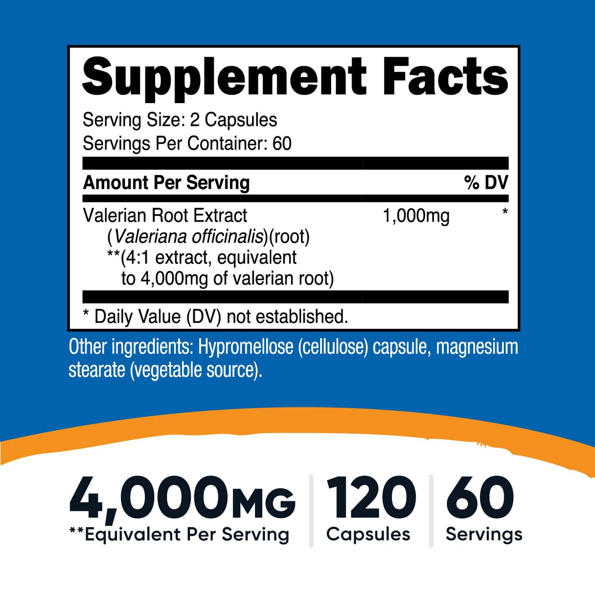 Nutricost Extrait de Racine de Valériane 120 Capsules côté