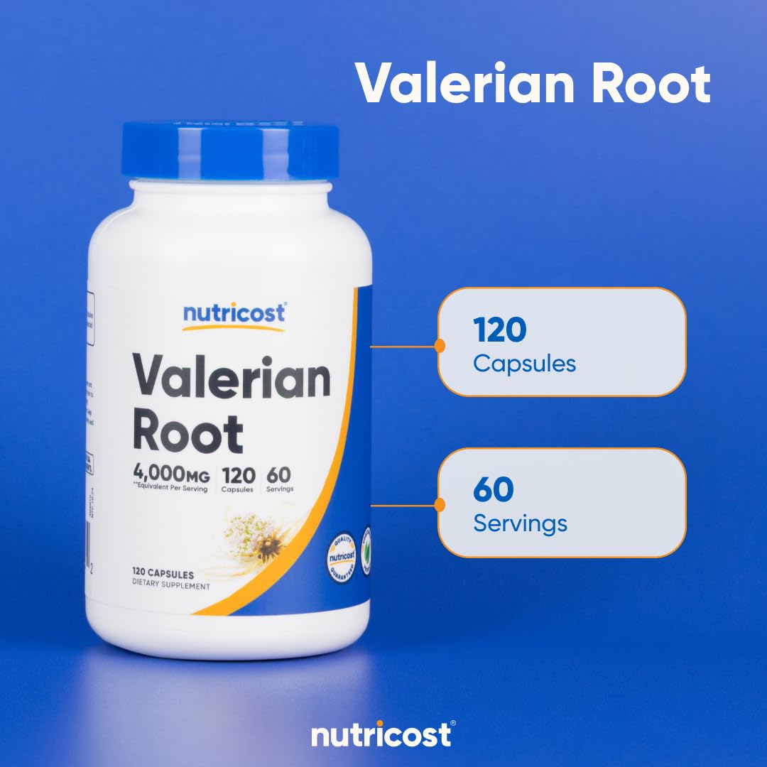 Nutricost Extrait de Racine de Valériane 120 Capsules en gros plan