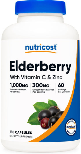 Nutricost Extrait de Sureau et Racine de Gingembre 180 capsules vue avant