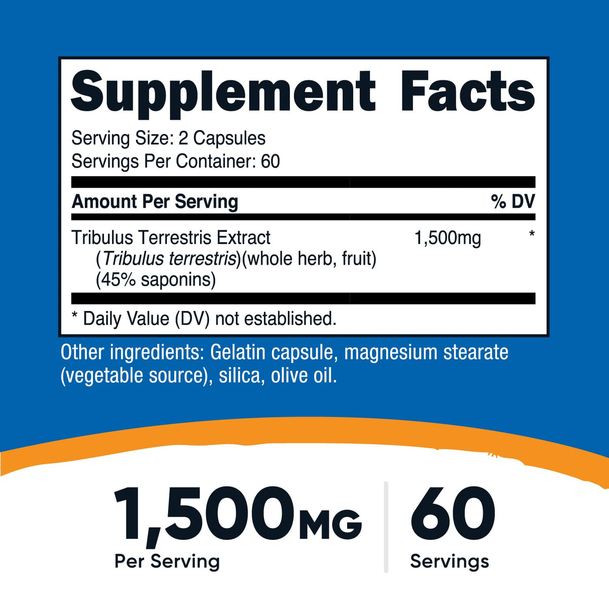 Nutricost Extrait de Tribulus Terrestris 1500mg capsules sur une table