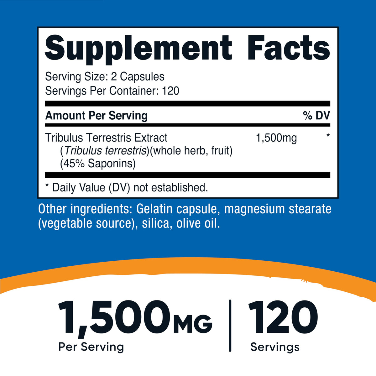 Nutricost Extrait de Tribulus Terrestris 240 capsules sur une surface blanche