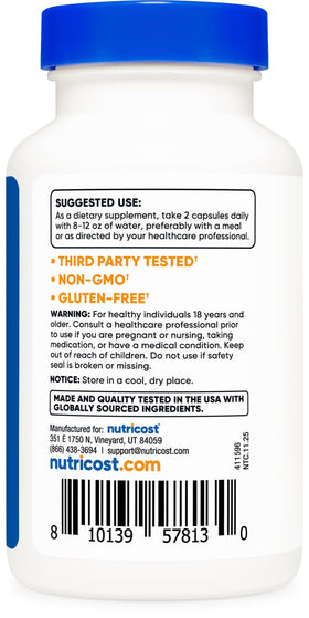 Nutricost Fucoidan 750mg 120 Capsules sur une table en bois