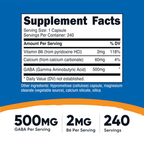 Nutricost GABA 500mg gélules végétales arrière