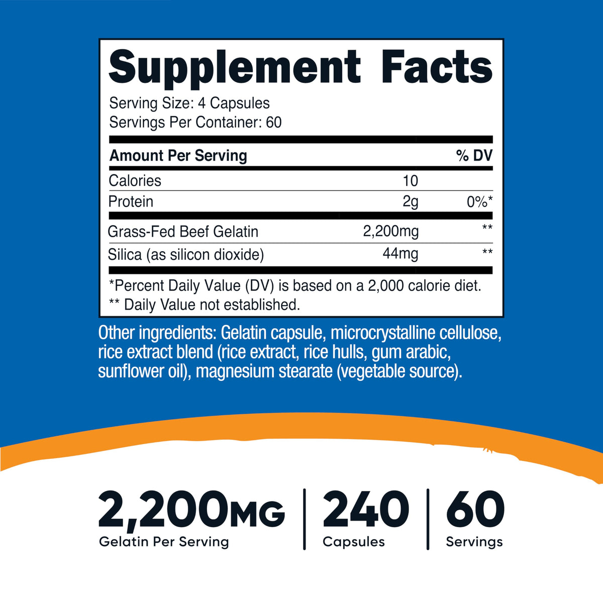 Nutricost Gelée avec Silice capsules ouvertes sur une table