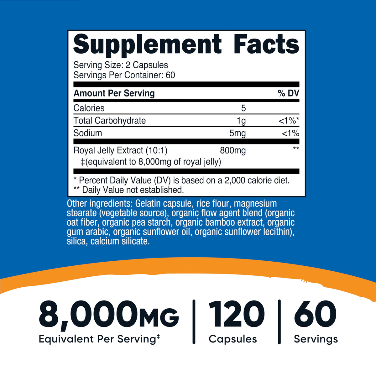 Nutricost Gelée Royale 120 capsules avec étiquette visible