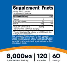 Nutricost Gelée Royale 120 capsules avec étiquette visible