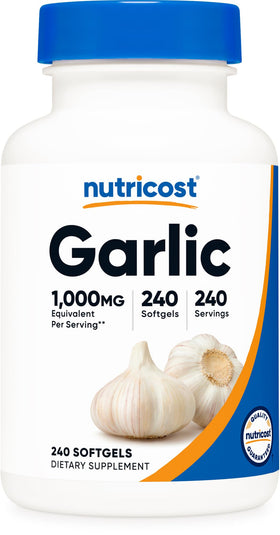 Nutricost gélules d'ail 1000mg devant l'emballage