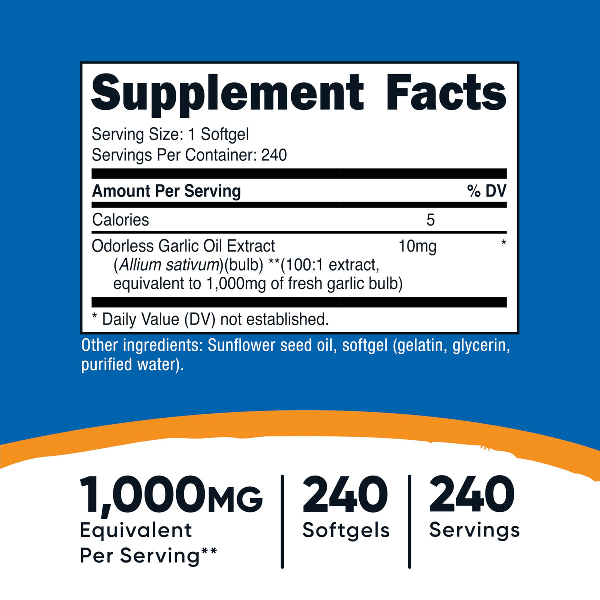 Nutricost gélules d'ail 1000mg vue de côté