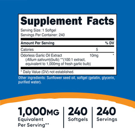 Nutricost gélules d'ail 1000mg vue de côté