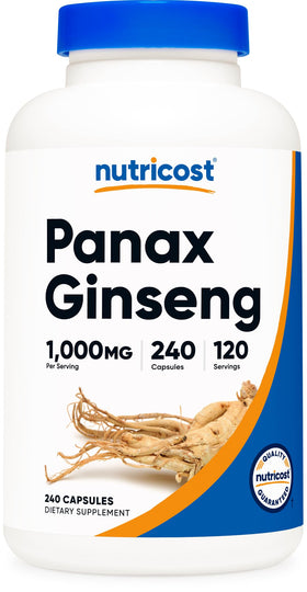 Nutricost Ginseng Panax 1000mg 240 capsules vue de face