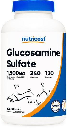 Nutricost Glucosamine Sulfate 1500mg 240 capsules vue de face