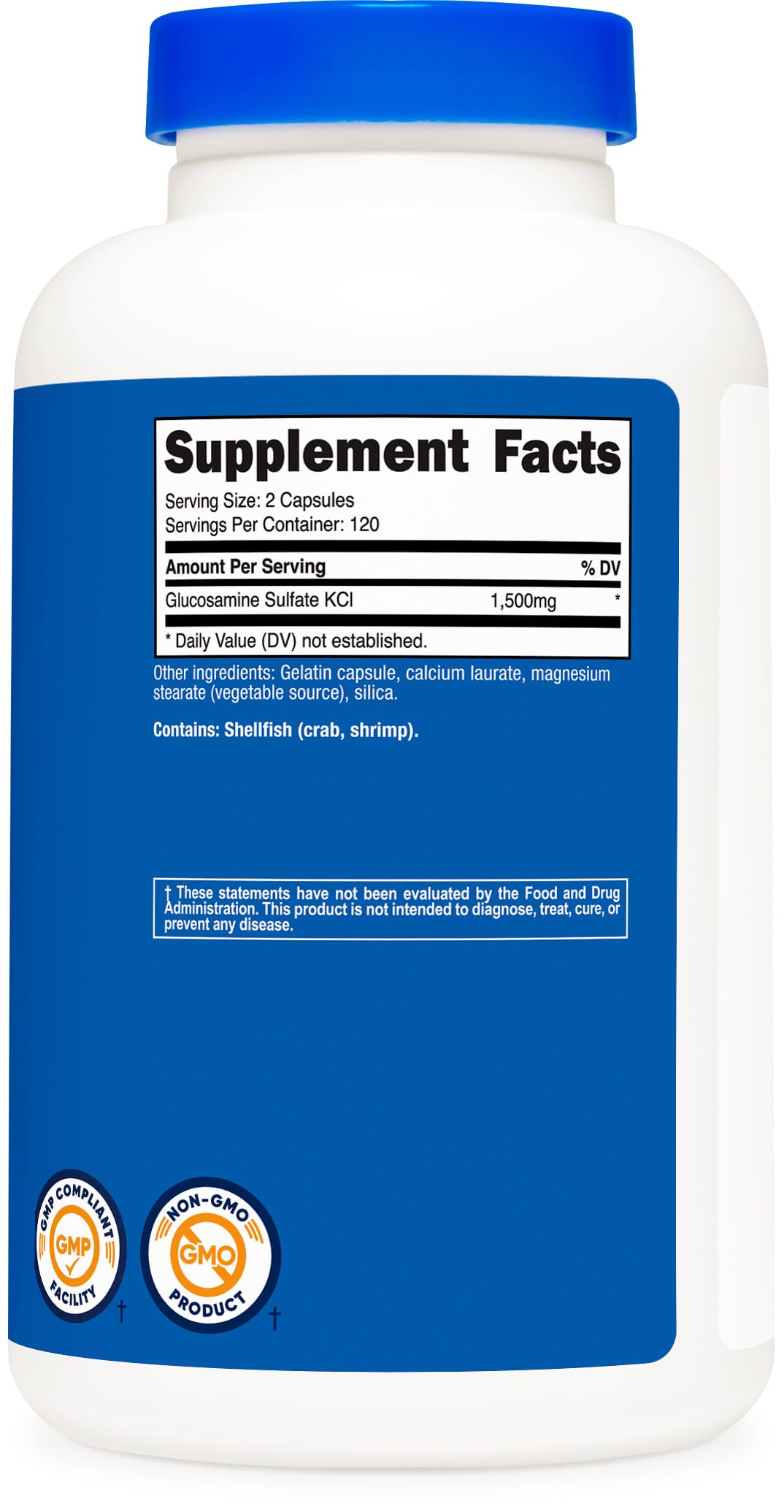 Nutricost Glucosamine sulfate 1500mg capsules ouvertes