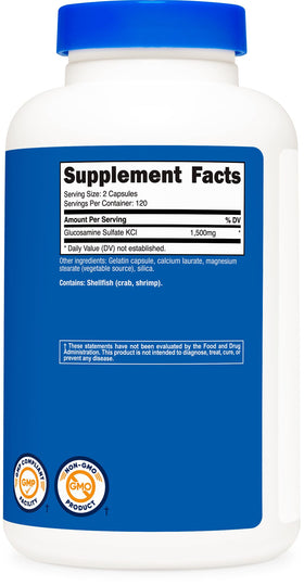 Nutricost Glucosamine sulfate 1500mg capsules ouvertes