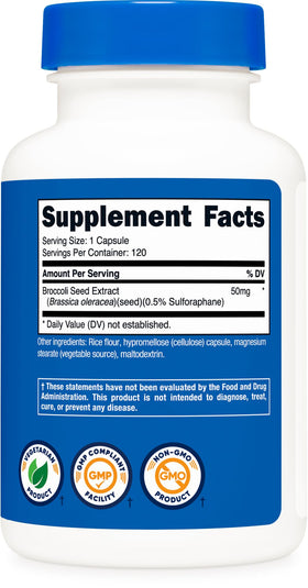 Nutricost Glucosinolates de Sulforaphane 120 Capsules avec un verre d'eau
