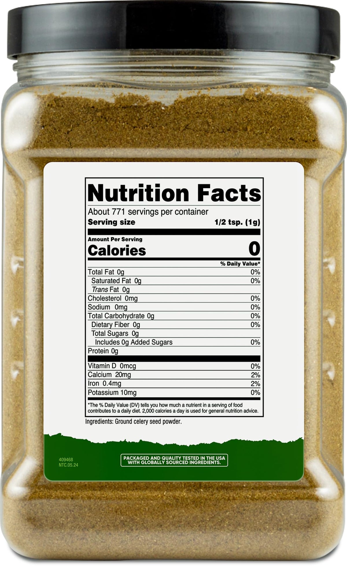 Nutricost Graines de Céleri Moulu 890g présentation sur un fond neutre