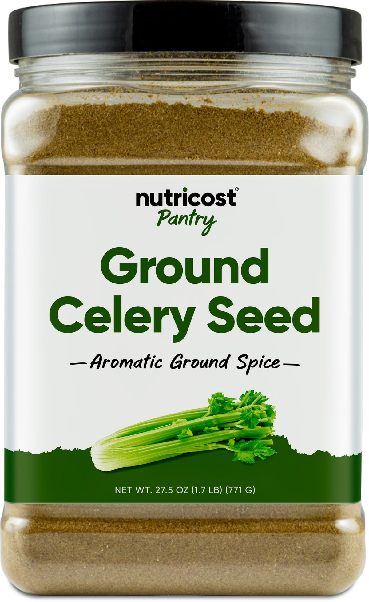 Nutricost Graines de Céleri Moulu 890g vue de face avec emballage