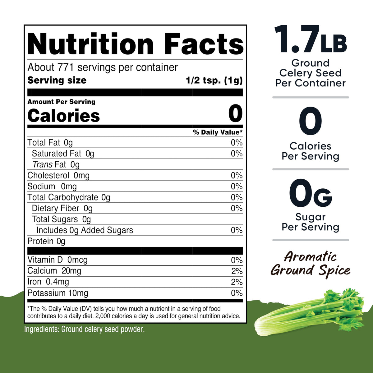 Nutricost Graines de Céleri Moulu 890g vue latérale