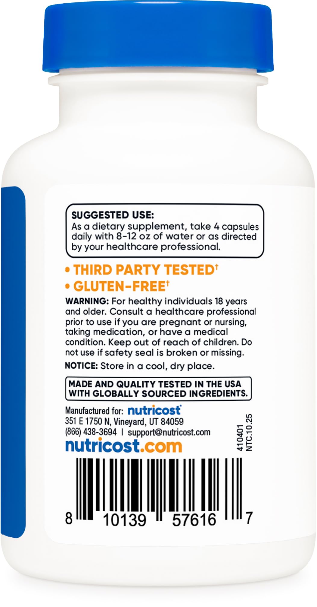 Nutricost Guggul Extract 120 capsules with dosage information