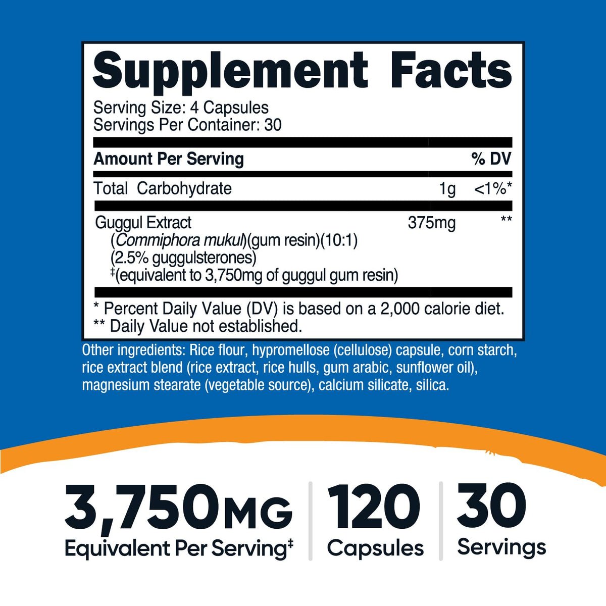 Nutricost Guggul supplement bottle side view
