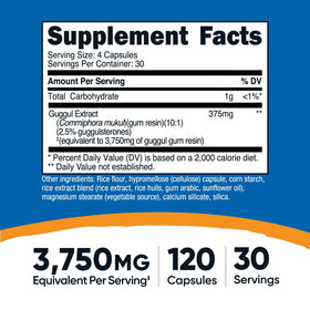 Nutricost Guggul supplement bottle side view