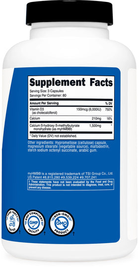 Nutricost HMB 1500mg et Vitamine D3 6000 UI présentation du produit
