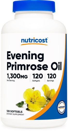 Nutricost Huile de Bourrache 1 300 mg, 120 gélules molles, vue de face